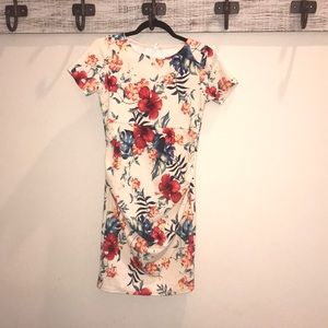 Cream Floral PinkBlush Maternity Dress